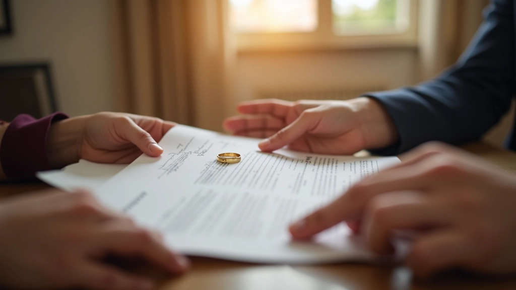 Mãos de casal com alianças segurando certidão de casamento assinada