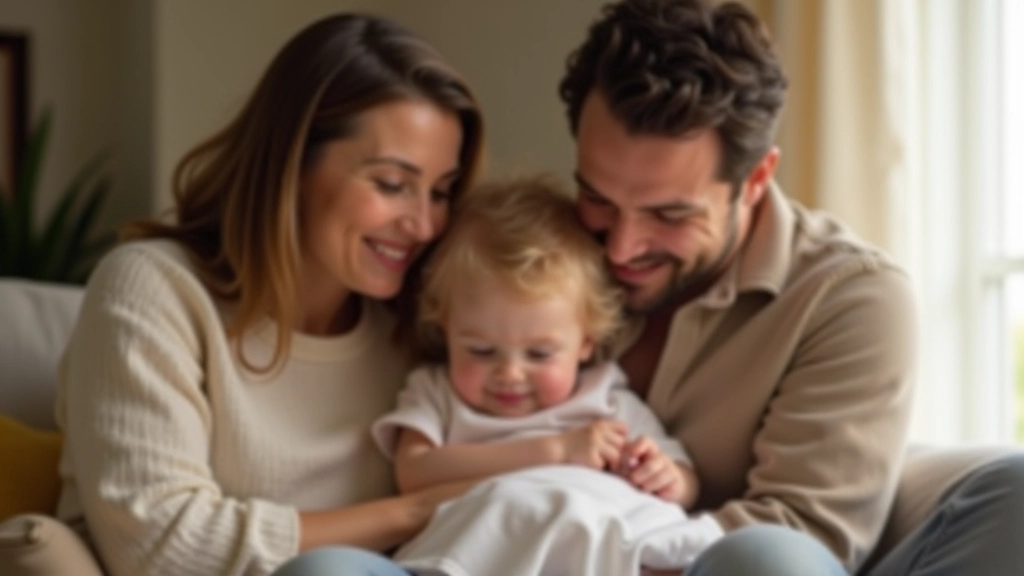 Pais e filho juntos em ambiente familiar, retrato superior, cena afetuosa